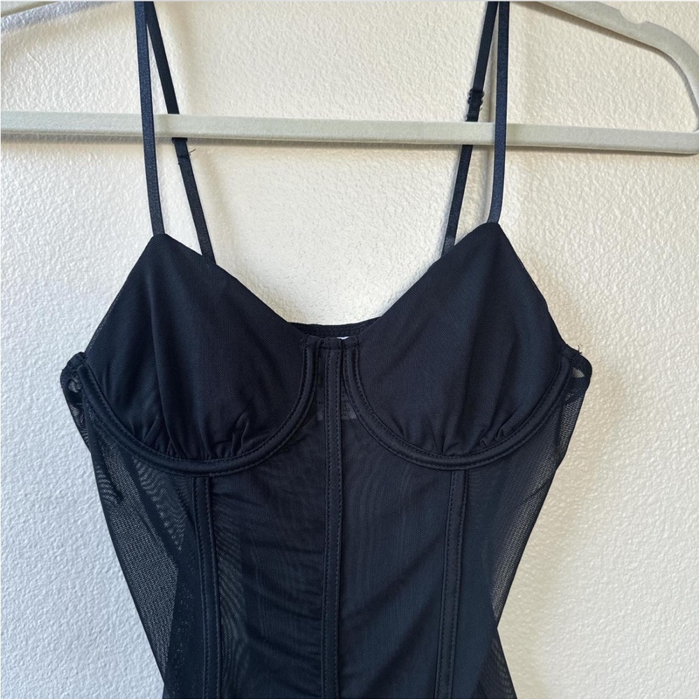 Rue21 Black Mesh Strappy Bodsuit